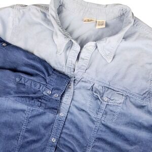 Vintage DCC Woman Corduroy Ombre Snap Shirt Blue Size 22 24 Western Cowgirl Work